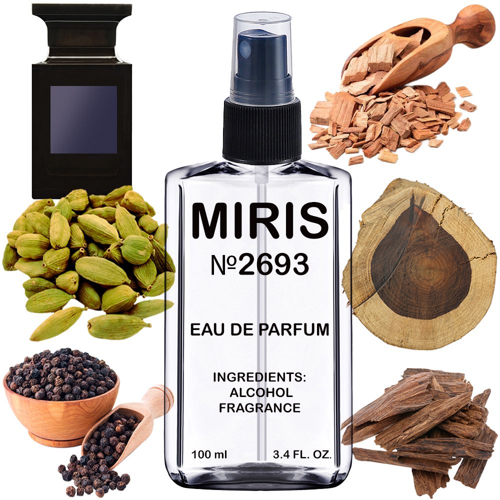 MIRIS No. 2693, Inspired by Oud Wood, Long-Lasting Eau de Parfum Unisex for Women and Men, Spray 3.4 Fl Oz / 100 ml