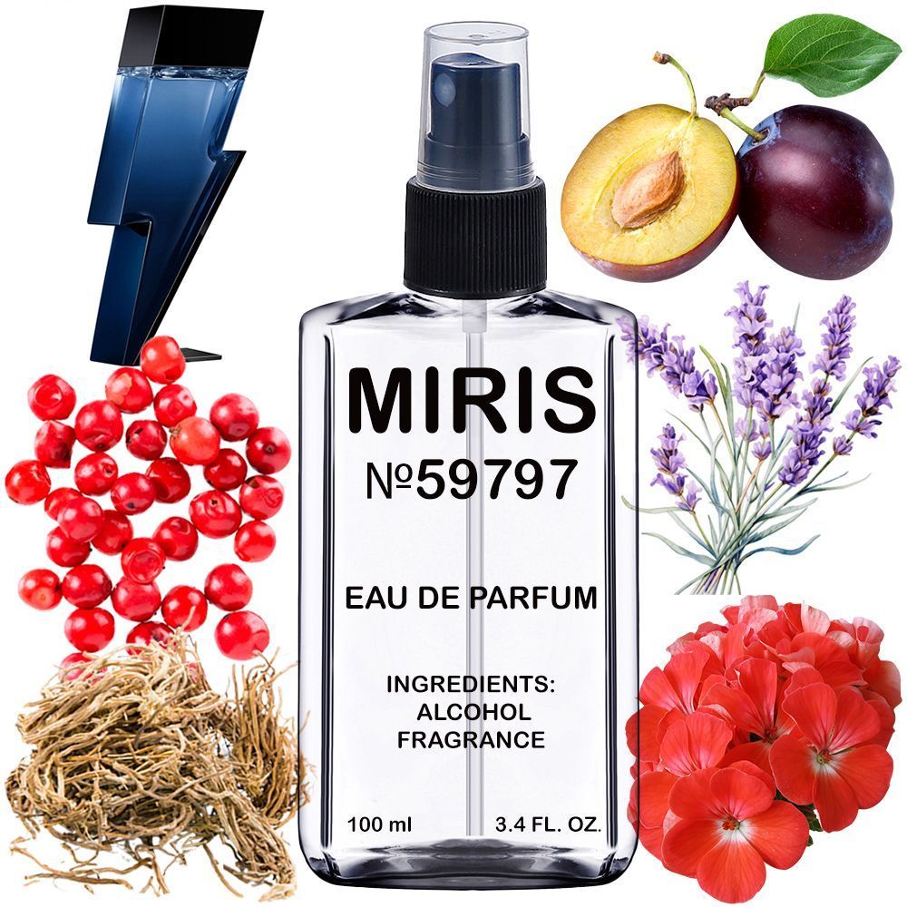 MIRIS No. 59797, Inspired by Bad Boy Coba Electrique, Long-Lasting Eau de Parfum for Men, Spray 3.4 Fl Oz / 100 ml