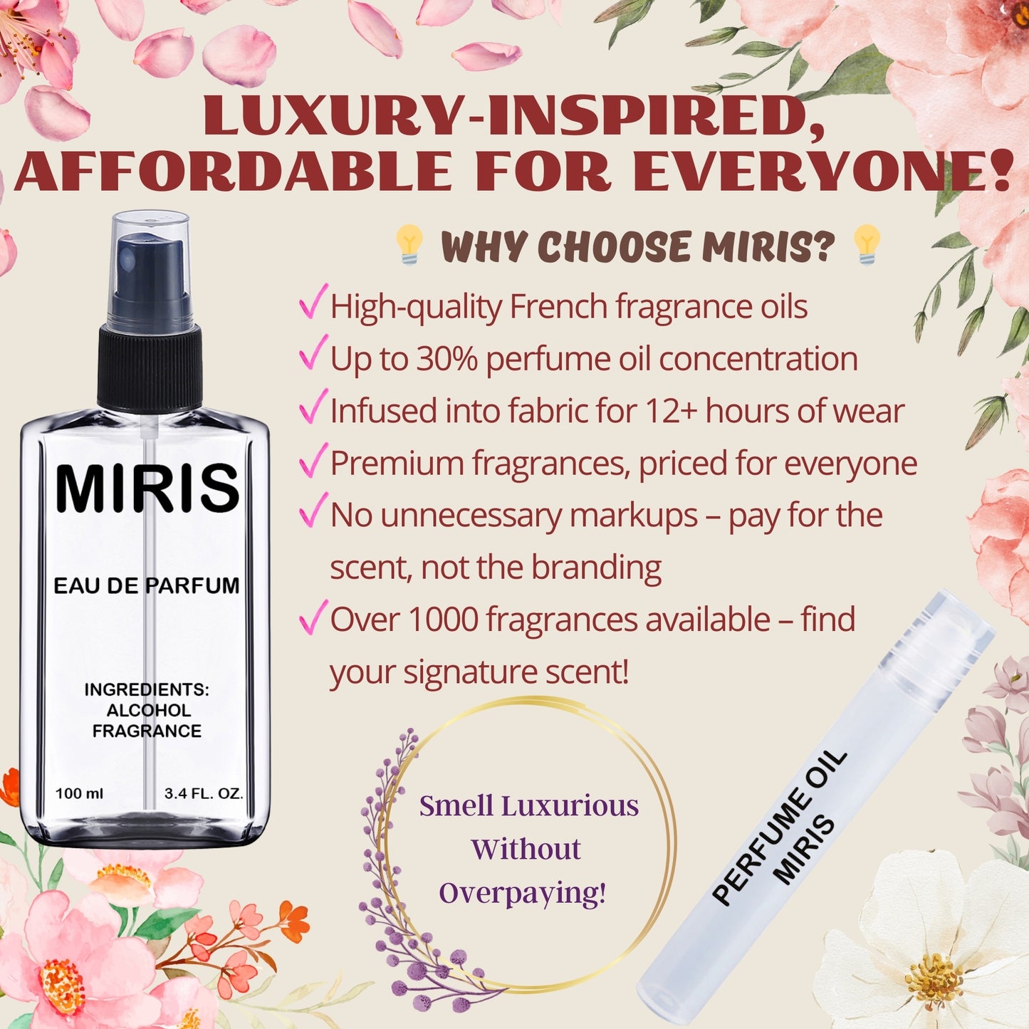 MIRIS No. 75083, Inspired by Tilia, Long-Lasting Unisex Perfume Oil for Women & Men Roll-On, Rollerball 0.34 Fl Oz / 10 ml