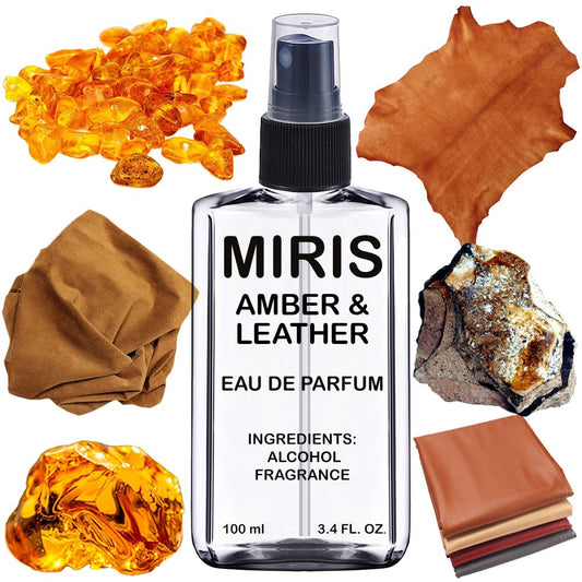 MIRIS Amber & Leather, Long-Lasting Unisex Eau de Parfum for Women & Men, Spray 3.4 Fl Oz / 100 ml